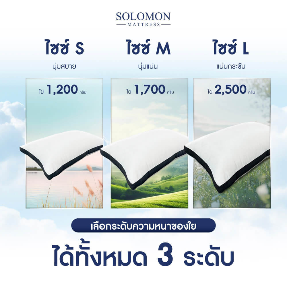 หมอนหนุนสุขภาพ SIZE S SOLOMON ใย 1,200 คุณภาพพรีเมียม รุ่น SILENT_2